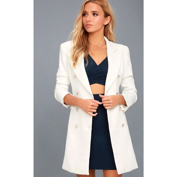 Lulus chic white double breasted coat - Picture 1 of 6